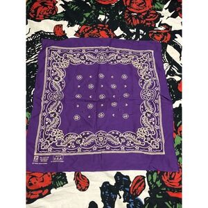 vintage Paris Accessories Purple Paisley Bandana Cotton USA Made